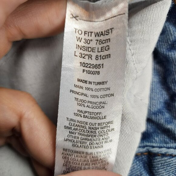 ASOS Jeans Womens 30 Blue 100% Cotton Cropped Frayed Hem Mid Rise - Picture 10 of 11